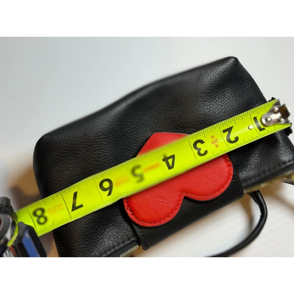 Aimee Kestenberg Heart Breaker Mini Crossbody Black Red Leather Gold Chain Bag